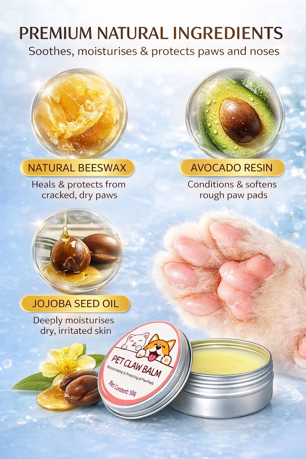 Pet Claw Balm 100g (Buy 1 Get 1 Free) – Paw & Nose Moisturising Repair for Cats & Dogs