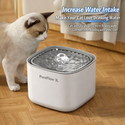 PureFlow 3L™ – Automatic Cat Water Fountain with Triple Filtration (USB Rechargeable, Ultra Quiet)