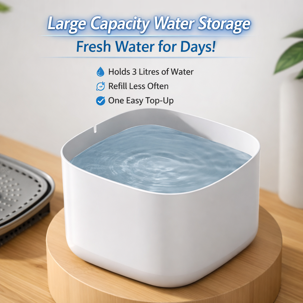 PureFlow 3L™ – Automatic Cat Water Fountain with Triple Filtration (USB Rechargeable, Ultra Quiet)