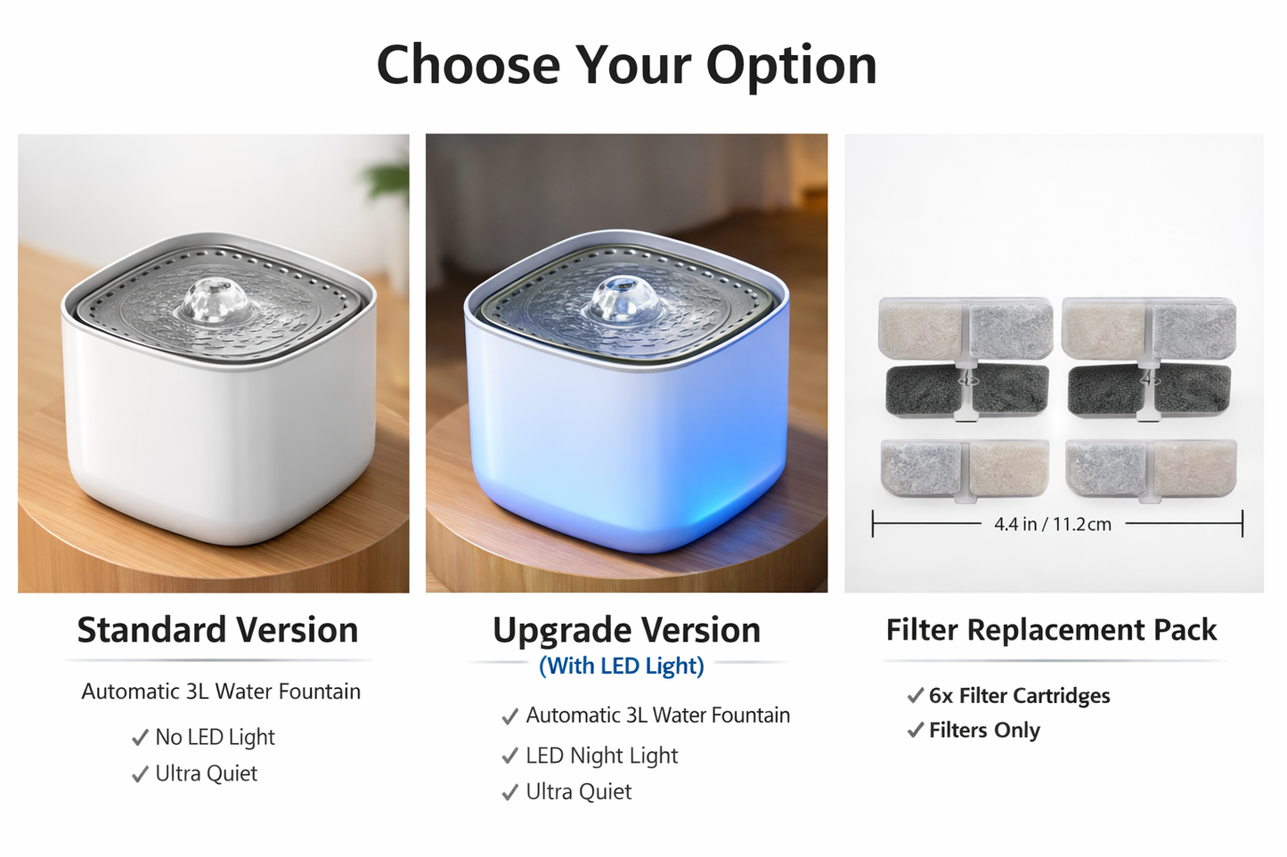 PureFlow 3L™ – Automatic Cat Water Fountain with Triple Filtration (USB Rechargeable, Ultra Quiet)