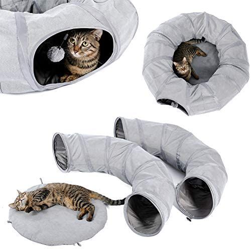 2-in-1 Foldable Cat Tunnel & Bed (Ultra-Soft Plush)