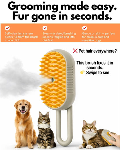 Self-Cleaning Steam Brush for Cats & Dogs