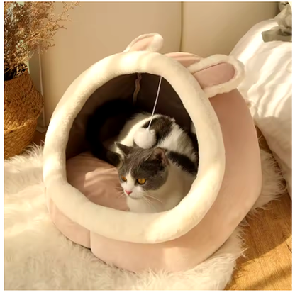 Cozy Cat Cave Bed – Warm Plush Hideaway 🐱✨