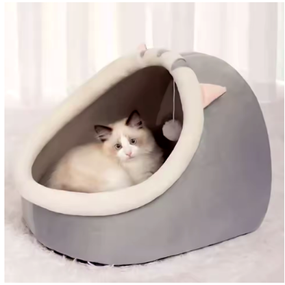 Cozy Cat Cave Bed – Warm Plush Hideaway 🐱✨