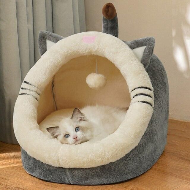 Cozy Cat Cave Bed – Warm Plush Hideaway 🐱✨